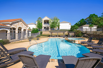 Swimming pool with waterfall